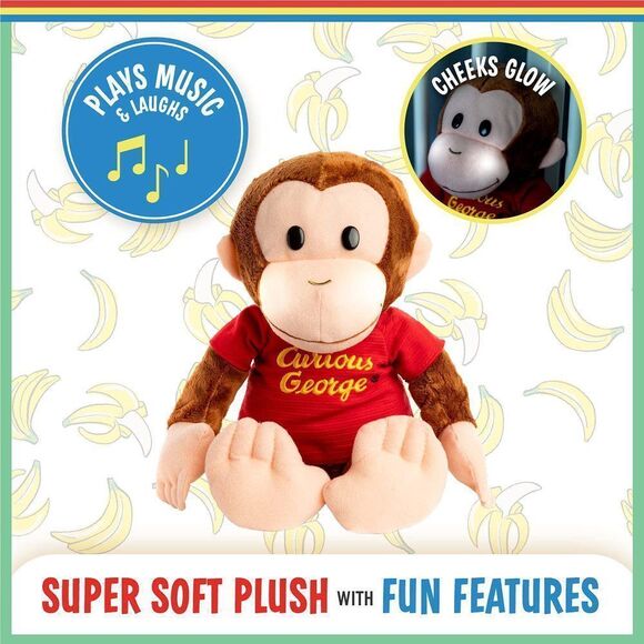 KIDS PREFERRED Curious George Press and Play Stuffed Animal with Music and Ligh - Picture 3 of 4